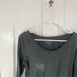 LOFT Long Sleeve Polka Dot T-Shirt Green Size Small